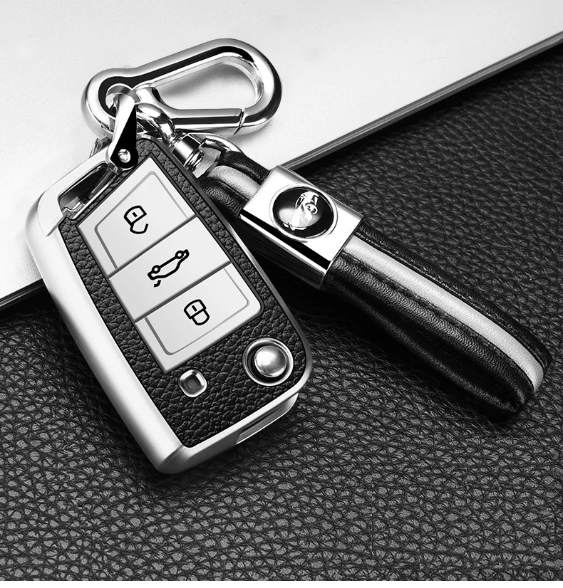 

Чехол для автомобильного ключа для Volkswagen VW Polo Golf 7 MK7 Tiguan passat для Skoda Octavia Kodiaq Karoq для Seat Ateca Leon чехол для ключей