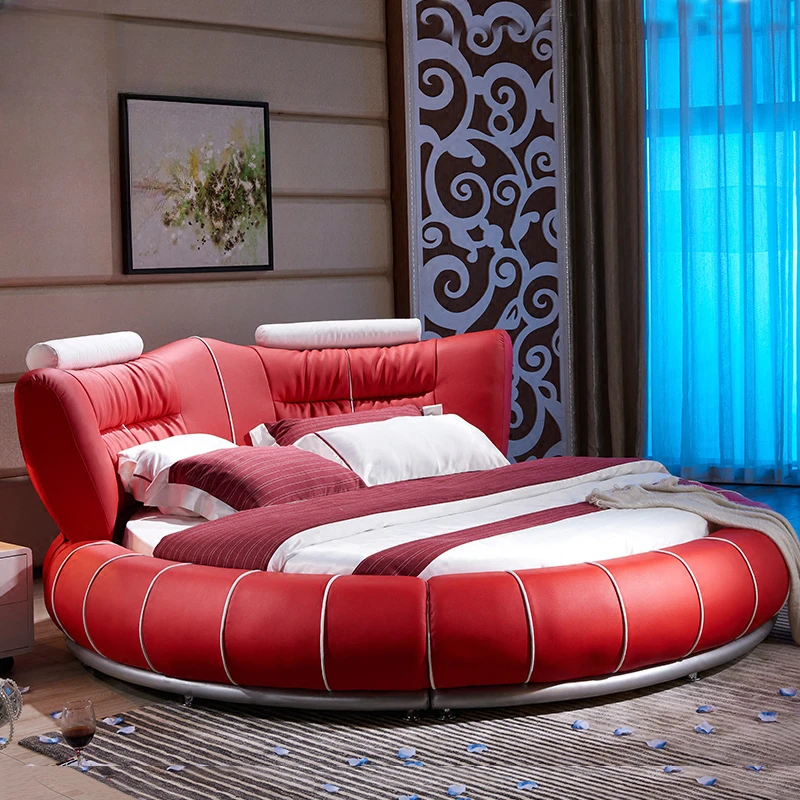 

Двойная кровать, мягкая кровать, Современная Минималистичная кровать принцессы, свадебная кровать, тема отеля, Главная спальня, круглая кровать