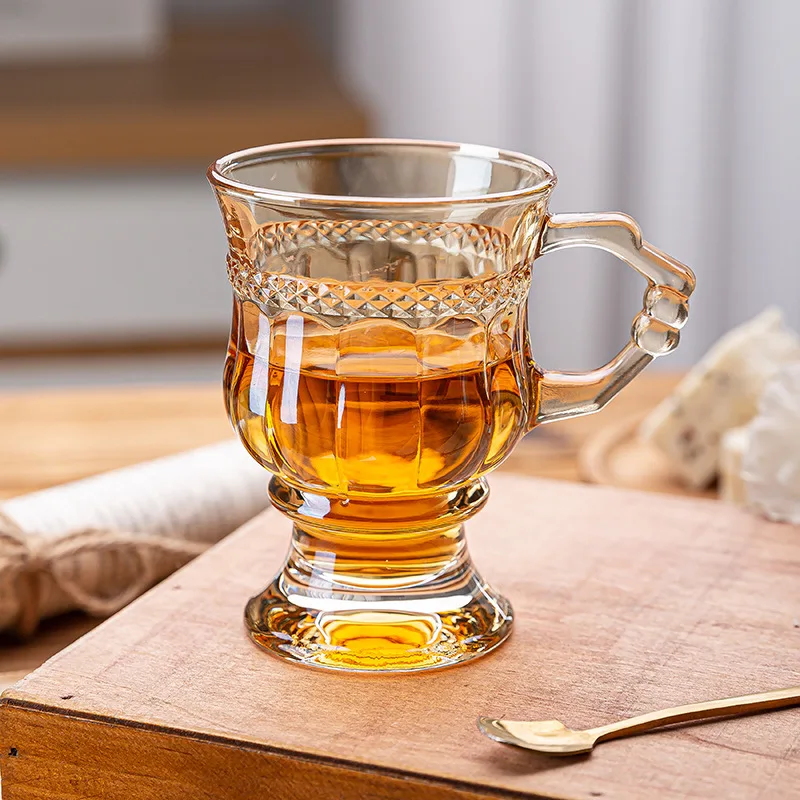 

Vintage Light Luxury High Foot Glass Home Style Coffee Cup Red Wine Fruit Juice Water Cup Drink Cup Gift