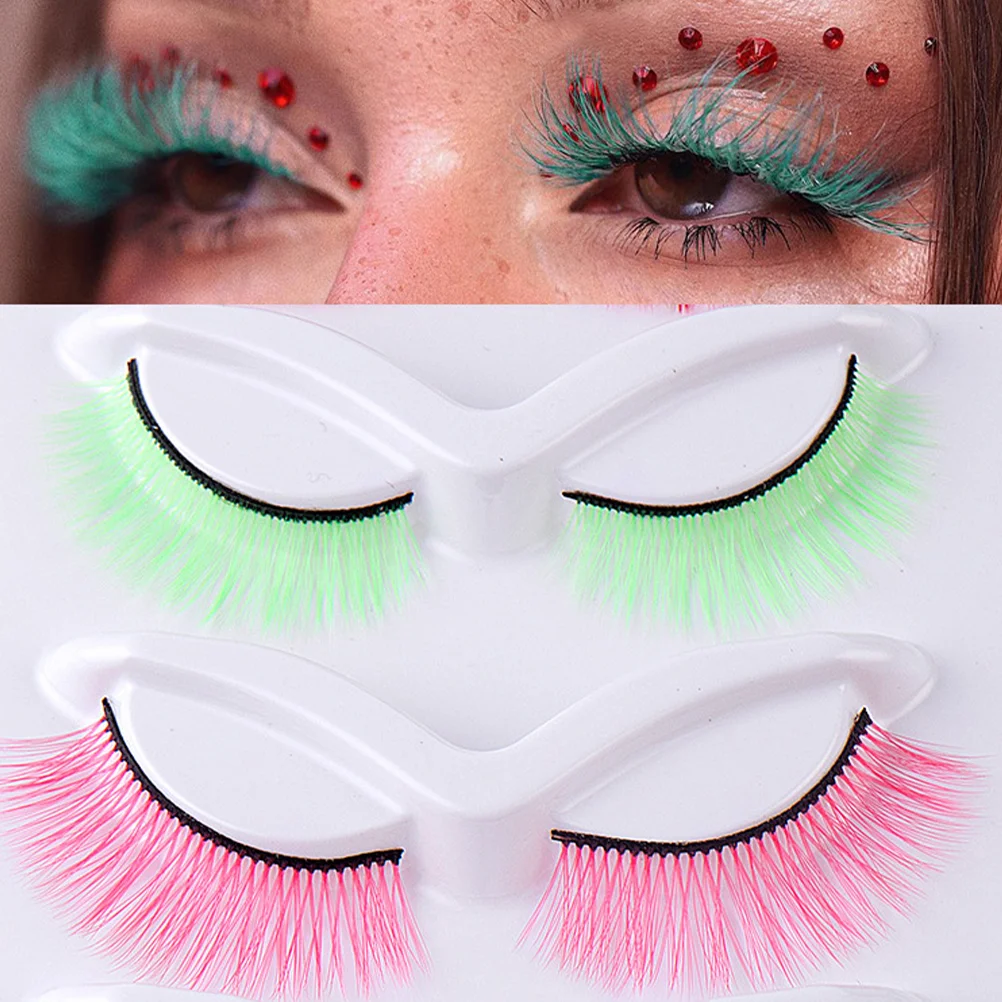 

Colored False Eyelashes Individual Fake Extensions Natural Women Wispy Kit Eyeshine