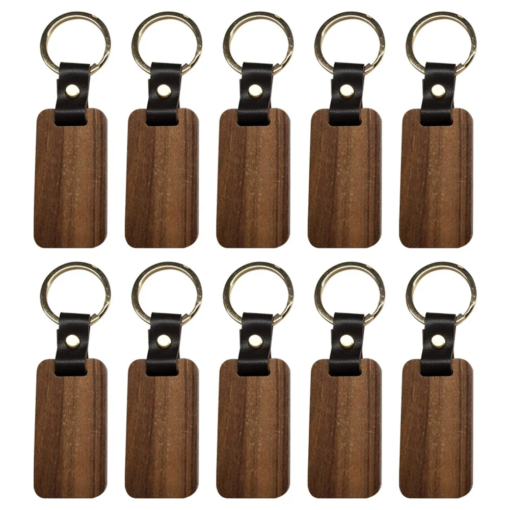 

10 шт., деревянный прямоугольный коллекционный брелок для ключей