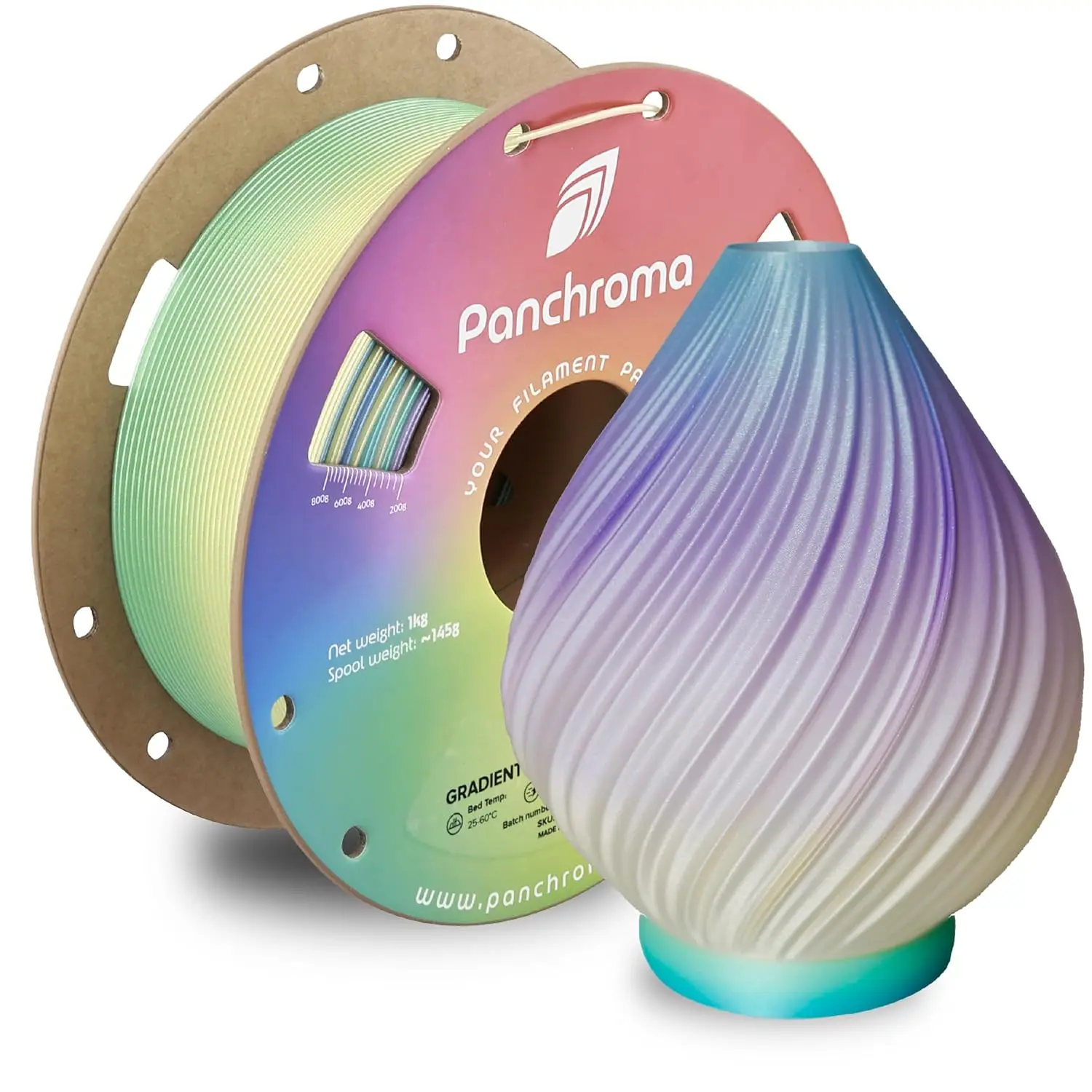Фото Филамент Polymaker Panchroma Gradient Celestial PLA 1.75 мм, 1 кг, бесшовный радужный градиентный материал для 3D-принтеров №1