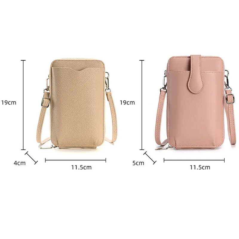 Women Small Mobile Phone Bag Pouch PU Leather Crossbody Purse Wallet Shoulder Bag Mini Zip Around Handbag
