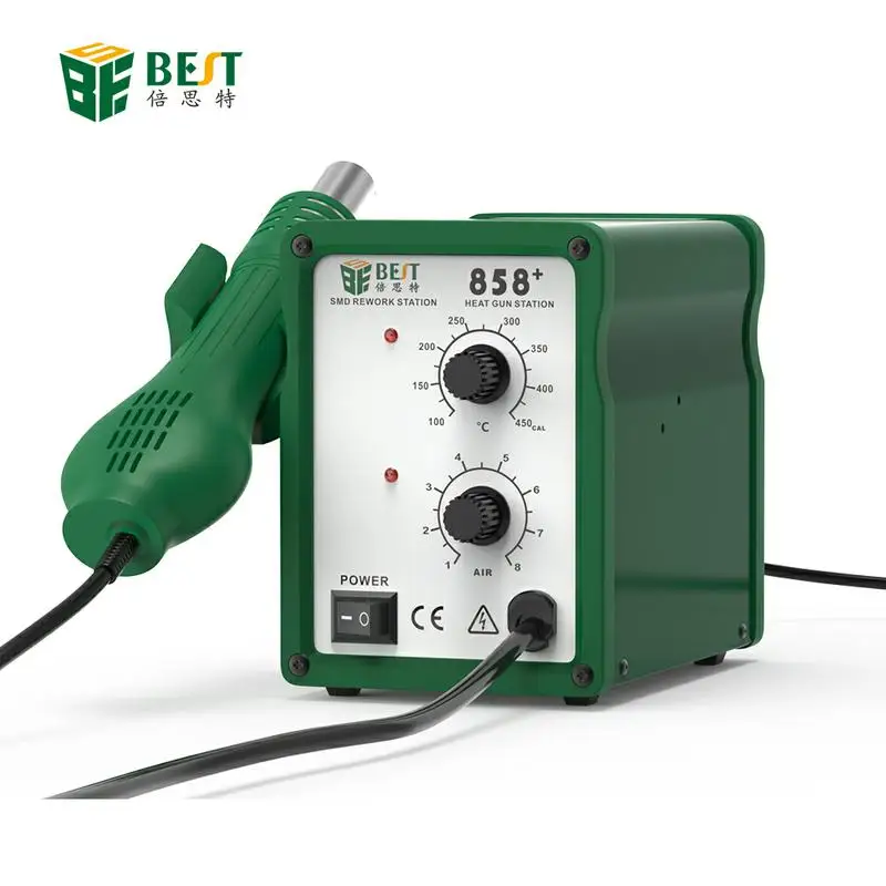 BEST 858+ 110V/220V 650w Temperature Adjustable Digital Display Hot Air Gun Automatic Smd Bga Rework Soldering Station