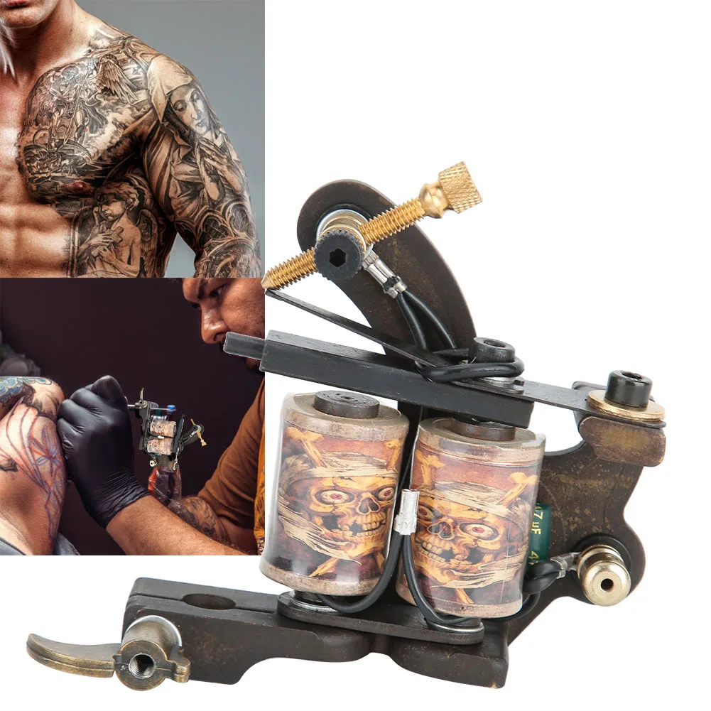 

Professional Pure Copper Wrap Coil Tattoo Machine Liner Shader Beauty Body Tattoo Device Permanent MakeUp Handmade Tattoo Gun