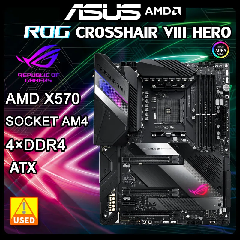 

X570 Motherboard For Ryzen 5 5600G cpu ASUS ROG CROSSHAIR VIII HERO Motherboard AM4 4×DDR4 128GB PCI-E 4.0 M.2 USB3.2 ATX