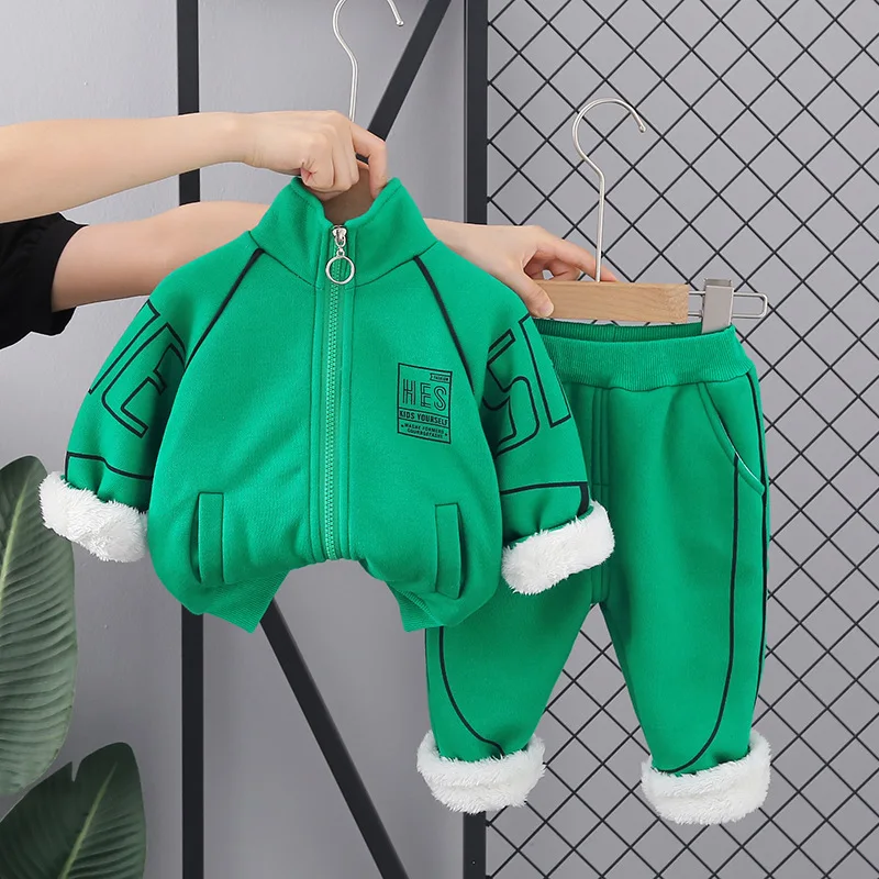 

Boys Warm Clothing Sets Winter Children Fashion Thick Velvet Hoodies Pants 2pcs Tracksuits For Baby Kids Cotton Jogging Suit 5Y