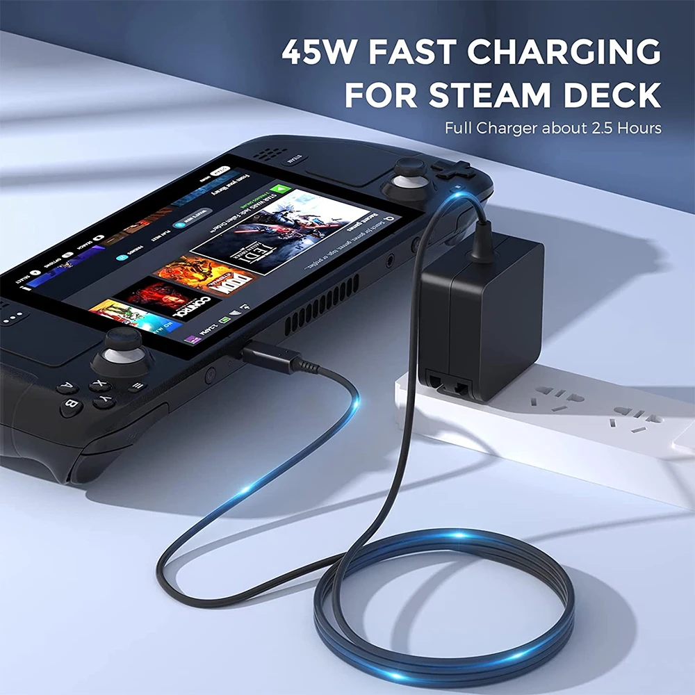 

45W USB-C Charger for Steam Deck and Switch AC Adapter Steam Power Adapter for Nintendo Switch/Lite/OLED/Xbox Controller/Phone