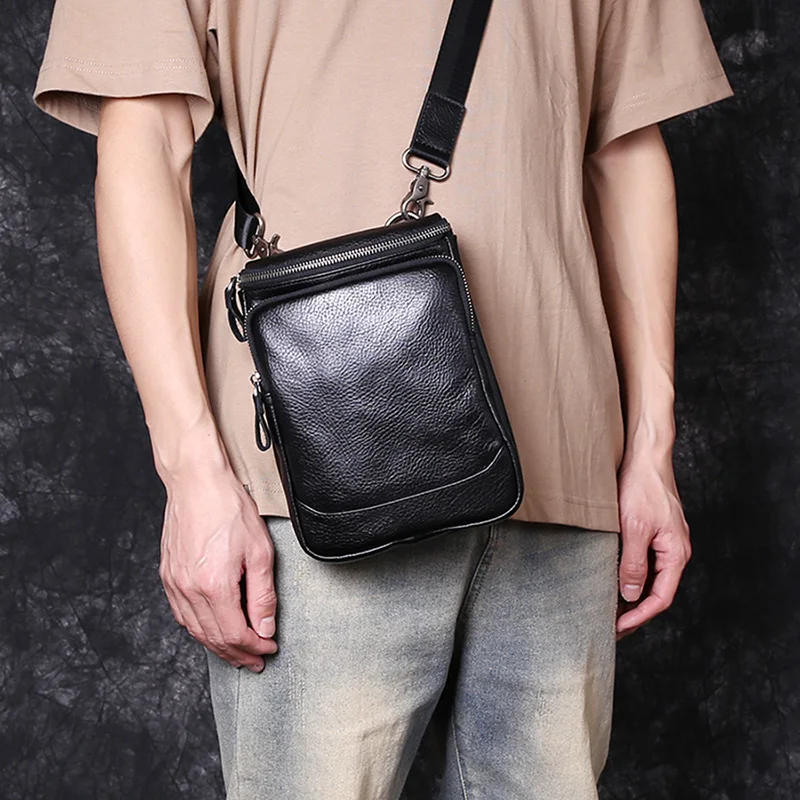 Мужской кожаный рюкзак через плечо Baotou из яловой кожи