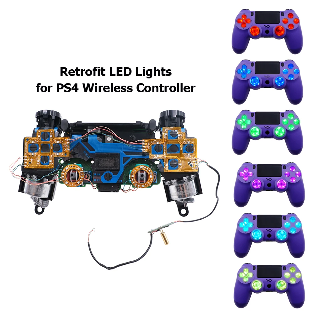

Thumsticks Face Buttons DTF LED Kit 6-Color Luminated D-Pad for PS4 Controller Electronic Machine Accessories