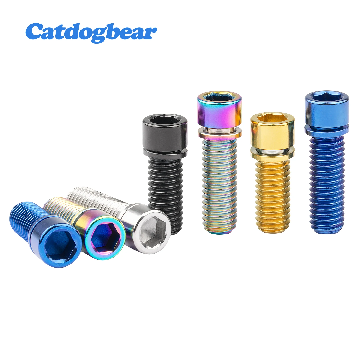 Фото Catdogbear 6 шт. M8x20 25 мм титановый болт Шестигранная маленькая головка с шайбой винт для велосипеда BMX Stem №3