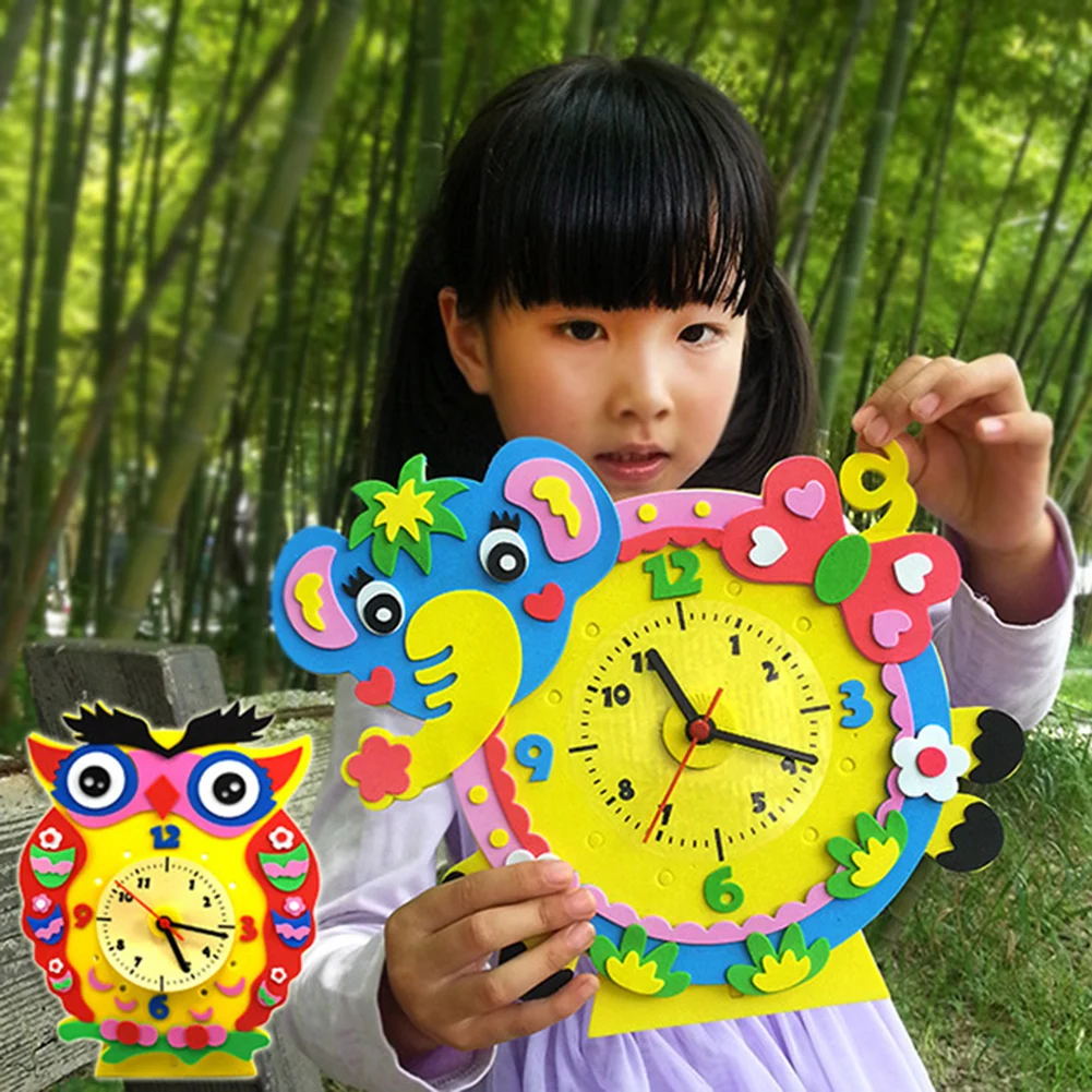 

DIY Crafts Toys Cartoon Eva Clock Crafts Kids Kindergarten Puzzles Educational Toys for Children Christmas Gifts