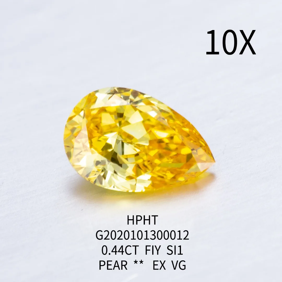 

0.44ct SI1 Fancy Intense Yellow HPHT Diamond Lab Grown Pear G2020101300012