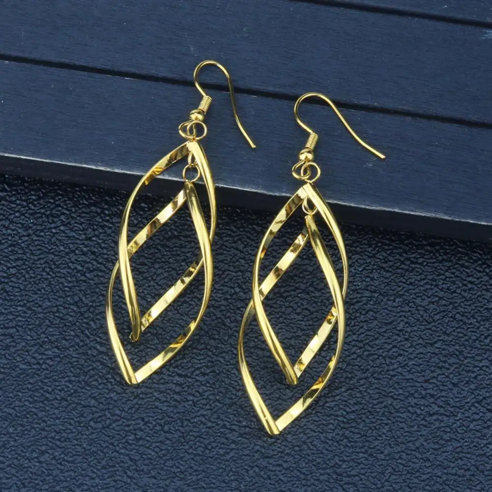 

1 Pair Hook Earrings Spirals Rhombus Jewelry Delicate Long Lasting Drop Earrings for Daily Wear