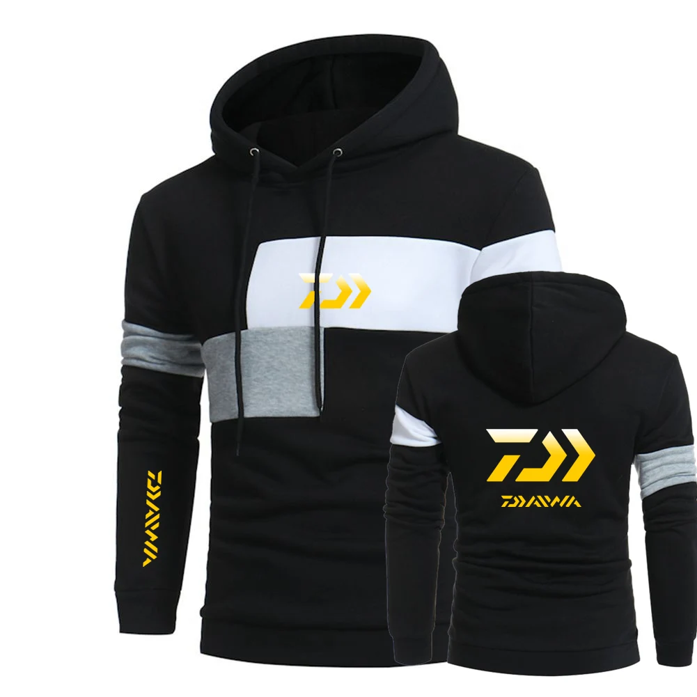 

2022 Daiwa Fishing Mens Sweatshirts Hoodies Popular Pullovers Stitching Three-Color Sweater Solid Color Hood Tops