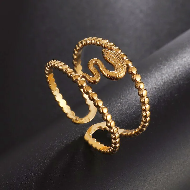 

Punk Stainless Steel Snake Animal Ring for Women Rings Street Accessories Couple Souvenir Jewelry Gift