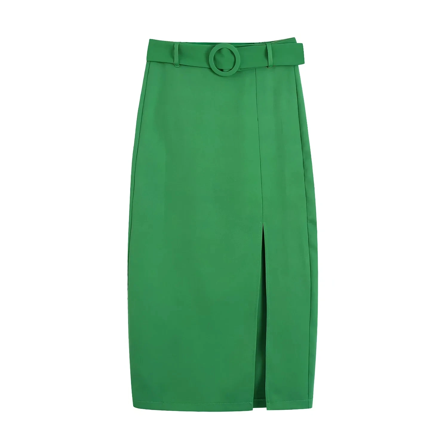 

Dave&Di Forking Faldas Mujer Moda 2022 Spring Midi Skirts Womens England Style Fashion Green Sashes Straight Long Skirt Women
