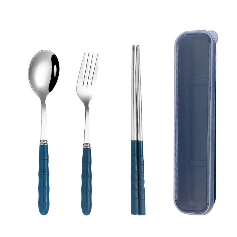 

Portable Wheat Straw Stainless Steel Cutlery Set Chopsticks Spoons Forks Travel Cafeteria Tableware Gifts Dinnerware Table Sets