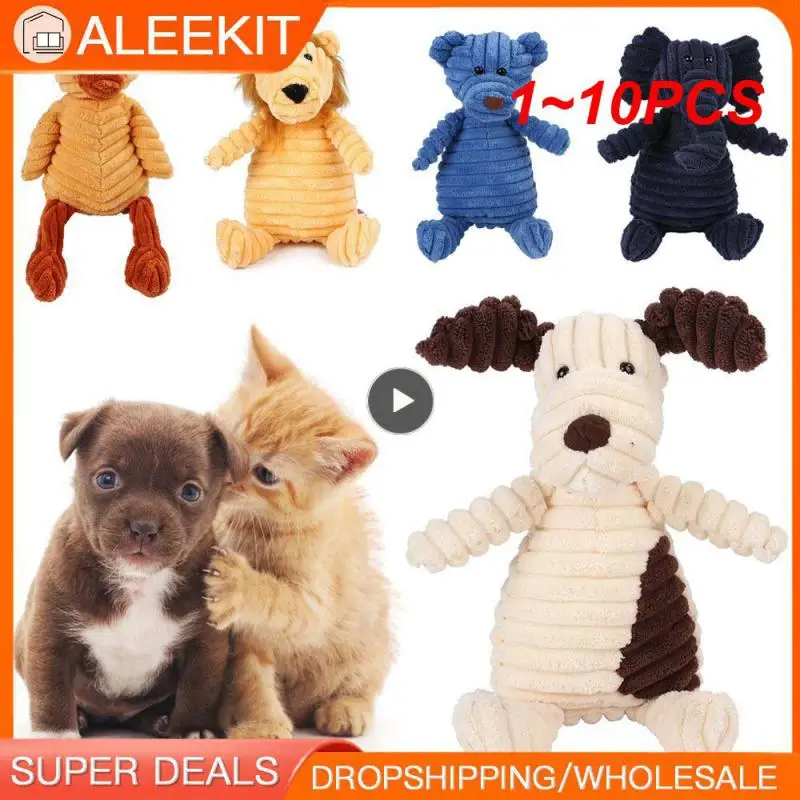 

1~10PCS Plush Dog Toy Animals Shape Bite Resistant Squeaky Toys Corduroy Dog Toys for Small Large Dogs Puppy Pets Training