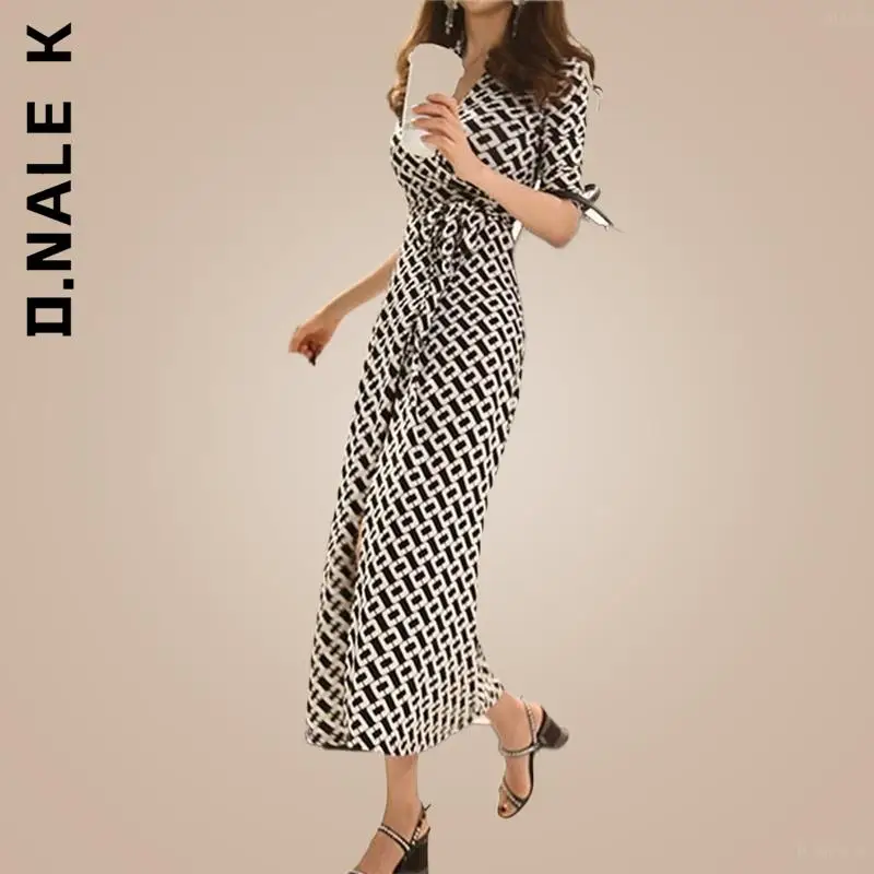 D.Nale K Bodycon Evening Female Vintage Party Beach Women Dresses Girl Casual Vestido Prom Sexy Skinny Y2K Print Robe