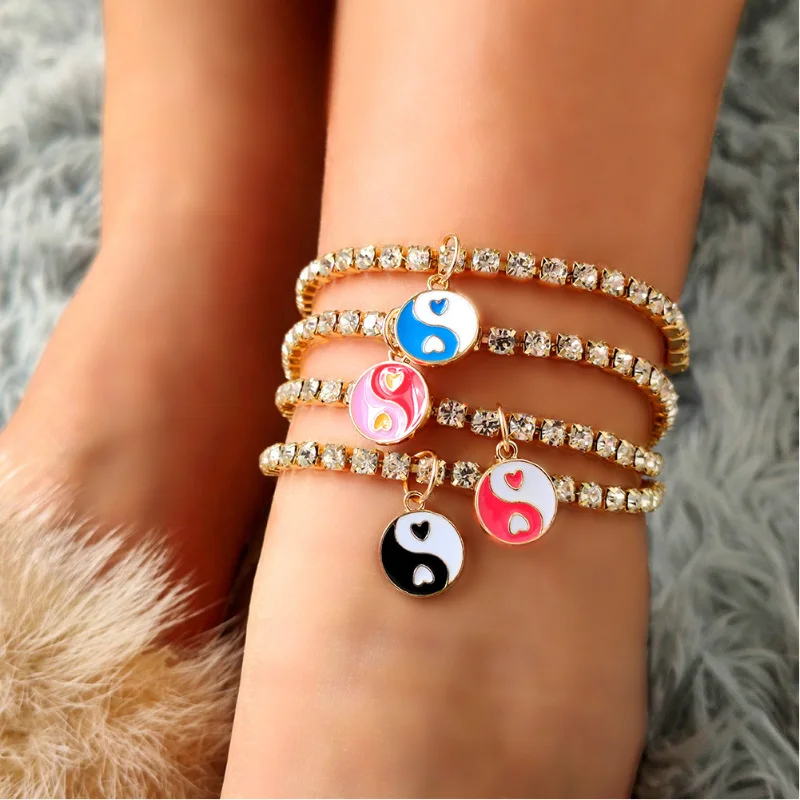 

Original Gold Crystal Anklet Shinning Fashion Jewelry for Women Charm Bead Metal Chains Accessory Beach Ankle Decoration Gift