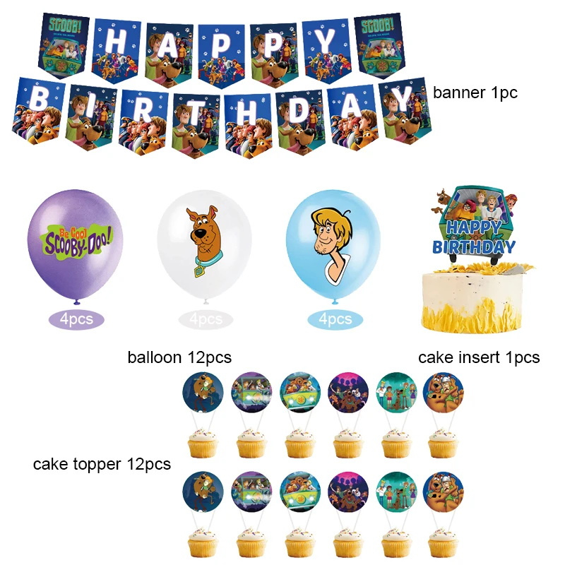 Cartoon Scoo Dog Cute Pet Themed Birthday Party Decoration Latex Balloon Cake Decoration Supplies Banner Baby Shower Boy Kid Toy images - 6