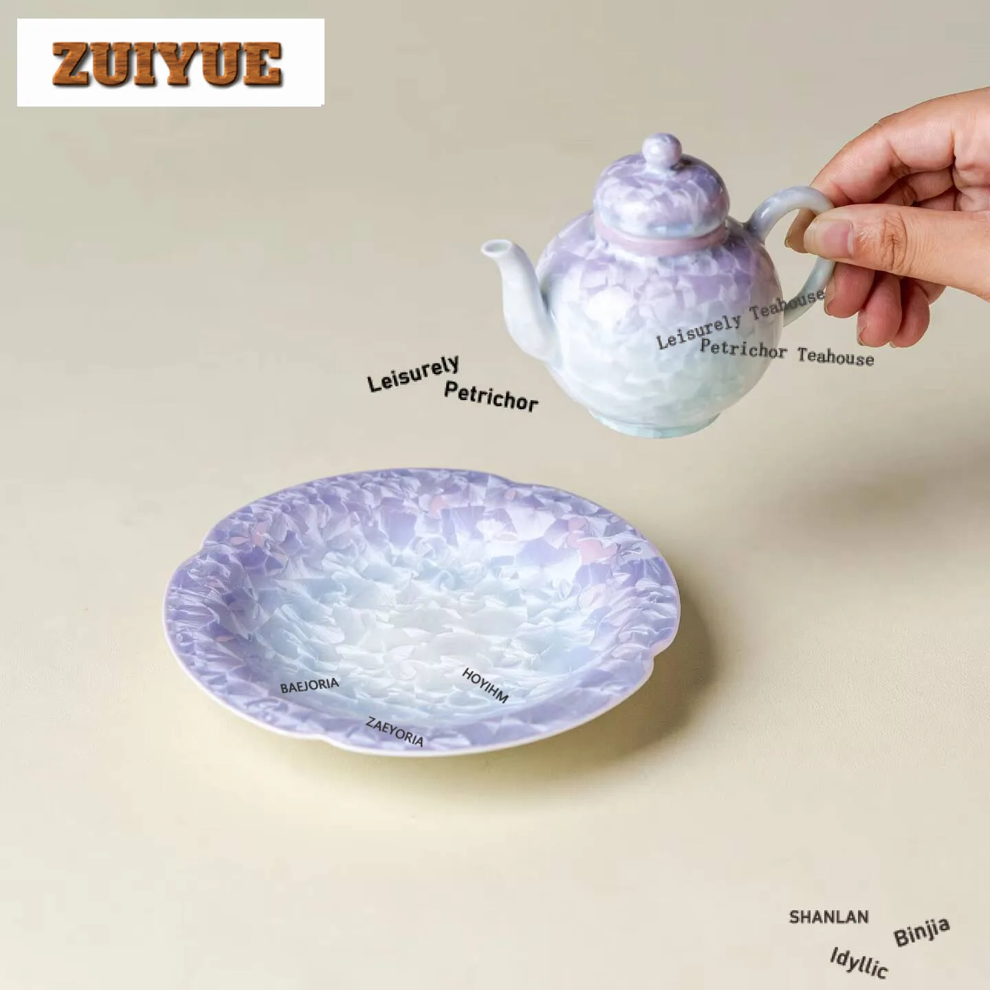 Фото Подставка для чайника Gaiwan с градиентной фиолетовой кристаллической глазурью, коврик-подставка от ожогов, сухой коврик для пузырьков, подставка для чайного столика, подставки под чашки, украшения для чайного сервиза №4