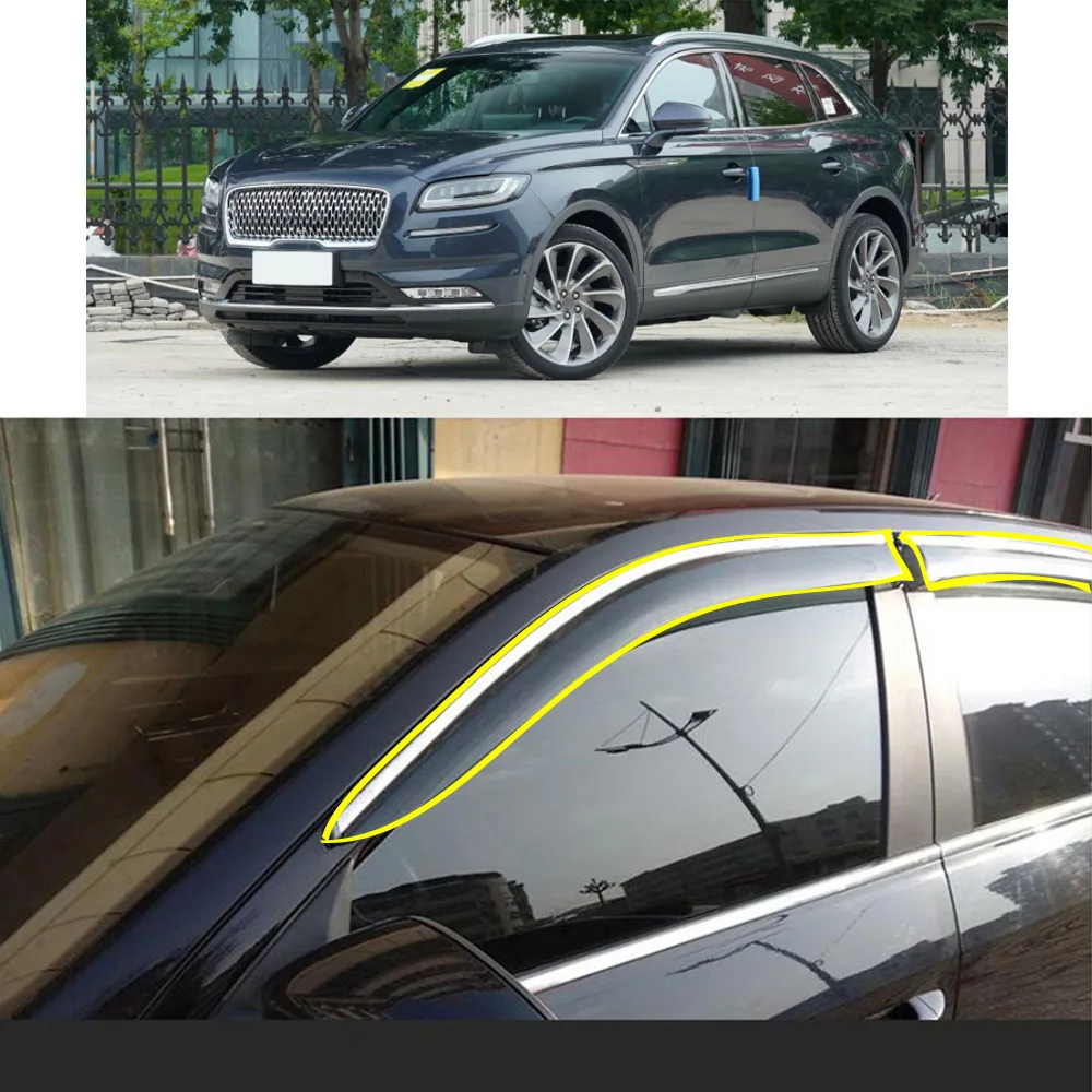 Car Body Styling Sticker Plastic Window Glass Wind Visor Rain/Sun Guard Vent Parts For LINCOLN Nautilus 2019 2020 2021 2022