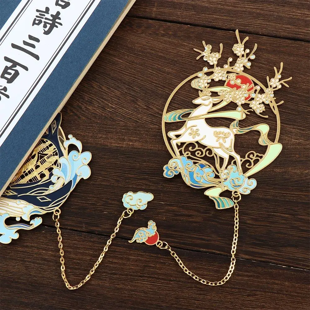 

Chinese Style Creative Pendant Hollow Fringed Student Gift Metal Bookmark Book Clip Book Markers Stationery