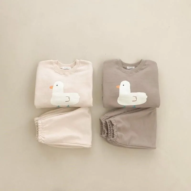 

Spring New Baby Clothes Hoodie Sets Infant Boy Duck Print Sweatshirt Pants 2 Pcs Toddler Outfit