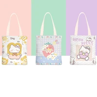 kawaii sanrios handbag hellokittys cartoon cute canvas anime portable large capacity simple shoulder shopping bag girl gift