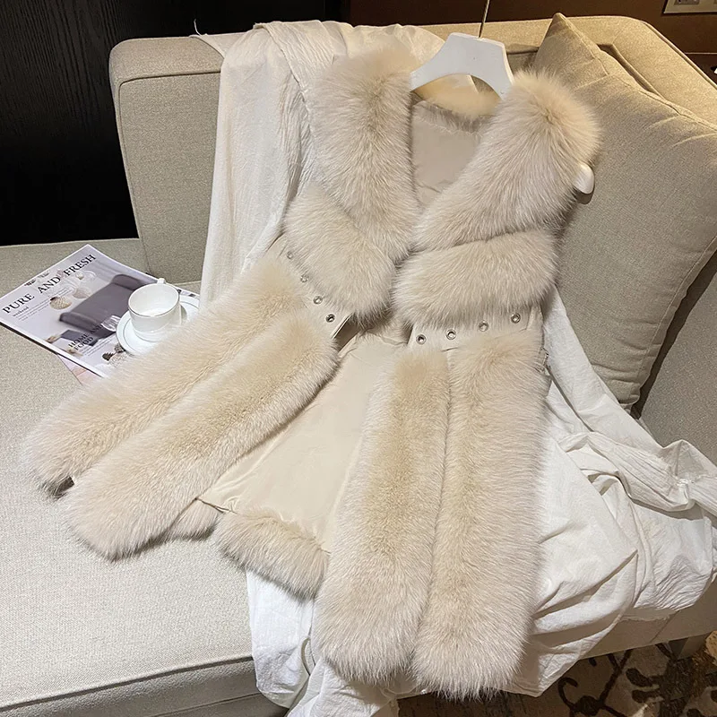 Fox Hair Vest Women's Fur Autumn and Winter New Mid Long Fur One European and American Fashion Trend