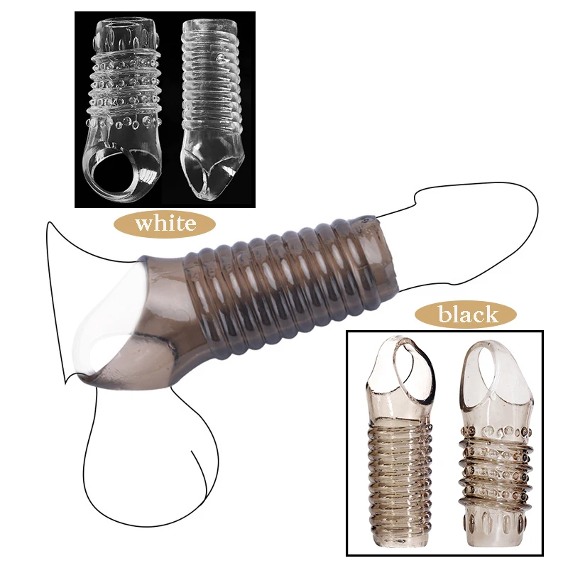 Чехол для полового члена из силикона для мужчин, улучшающий окружность вагинального презерватива с ребристым фаллоимитатором.