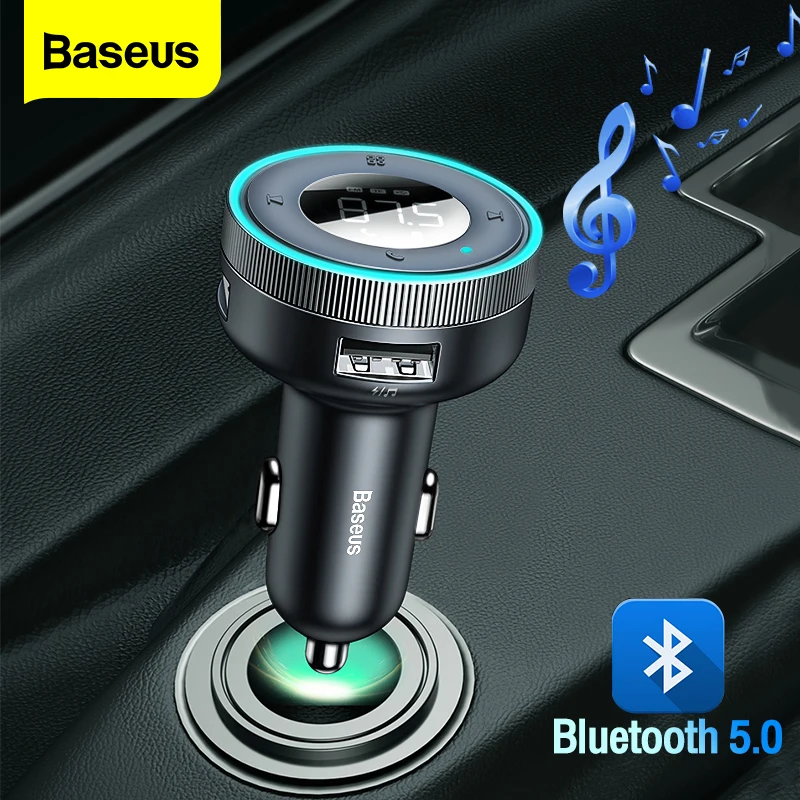 Baseus FM Tansmitter Wireless Bluetooth 5.0 FM Radio Modulator Adapter USB Phone Car Charger Handsfree AUX Disk MP3 Player Music