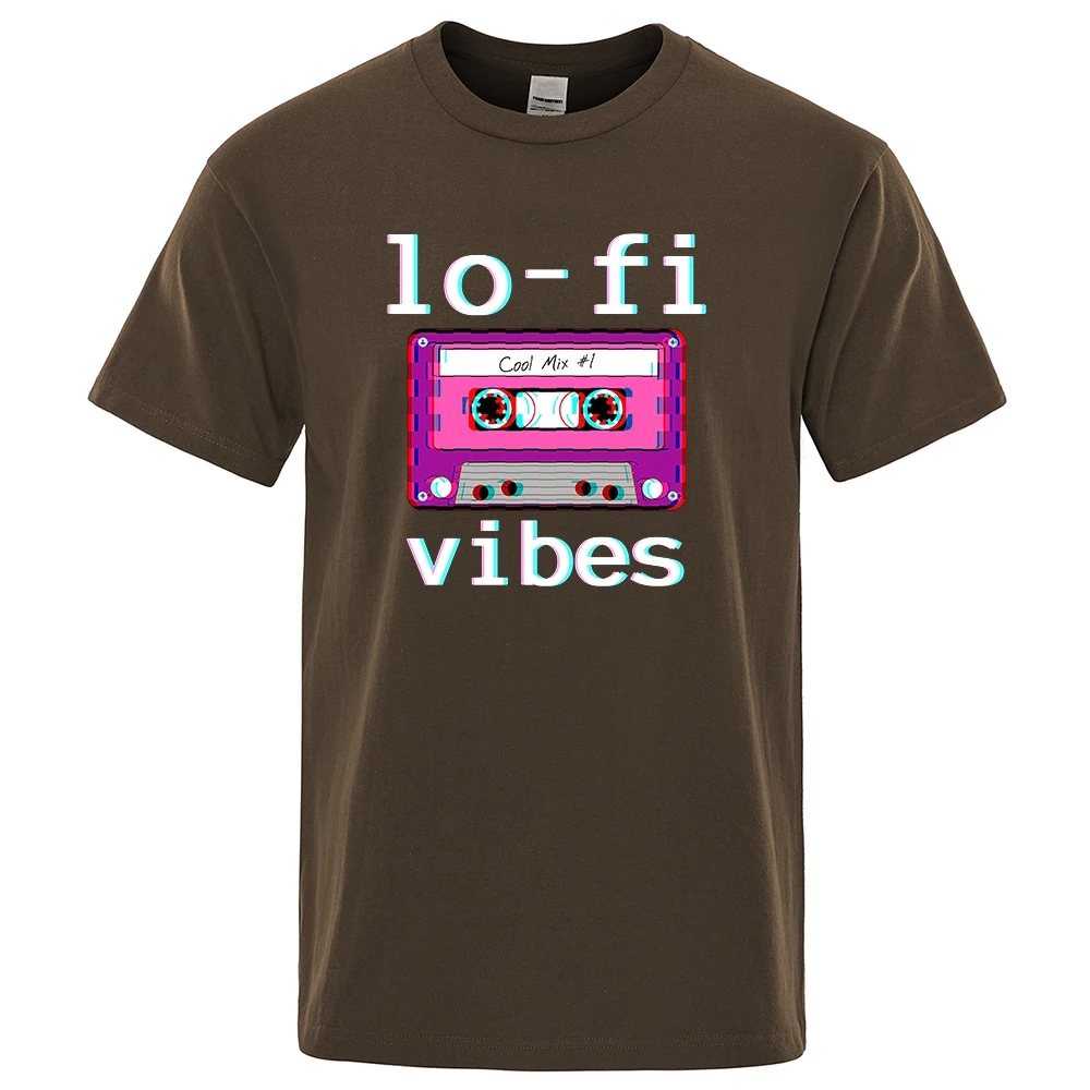 

Mens T-shirts Printed Lo Fi Vibes Funny Tops Aesthetic Tape Casual Cotton T-shirt for Men Streetwear Short Sleeve Top Tee Shirts