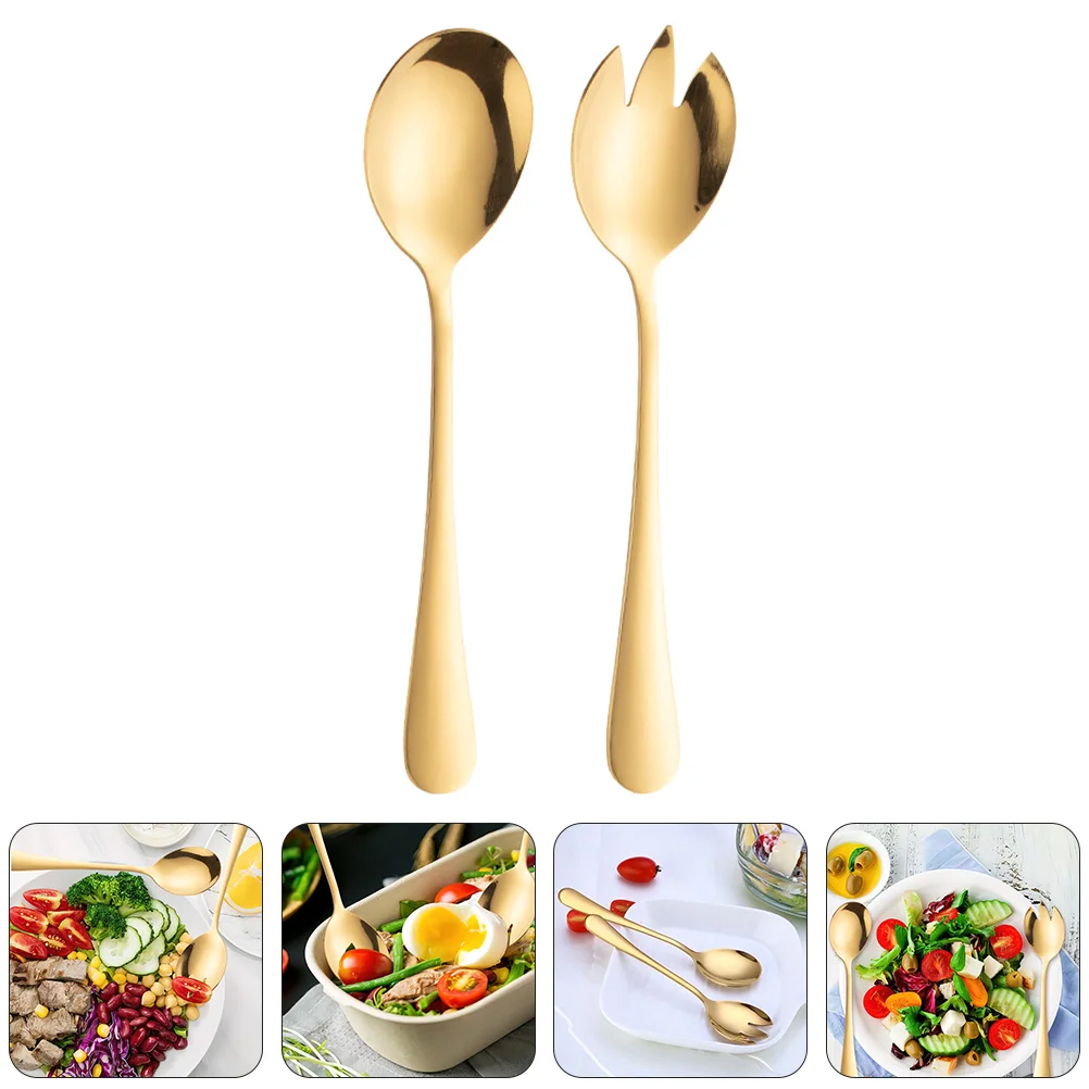 

2pcs Kitchen Dinner Set Dinner Spoon Eating Utensils Flatware Set Portable Silverware Set Cake Fruit Spoon
