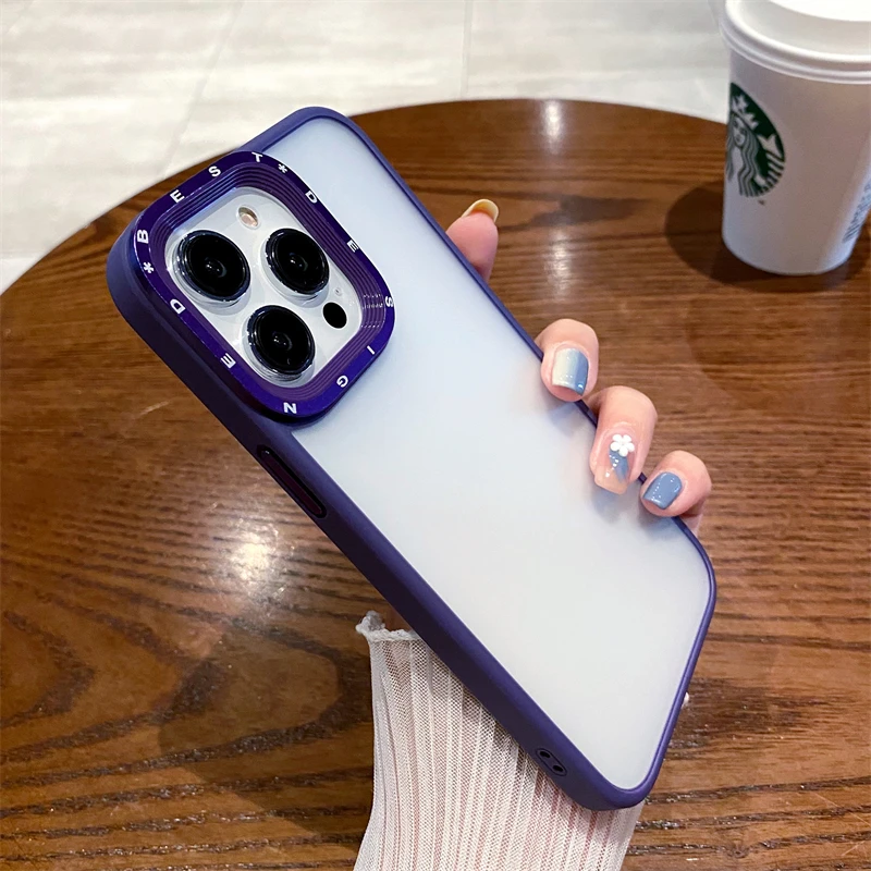 

For iPhone 14 13 12 11 Pro Max Case Translucent Frosted Cover Metal Camera Lens Protection Anti-fingerprint For iPhone13 Cases