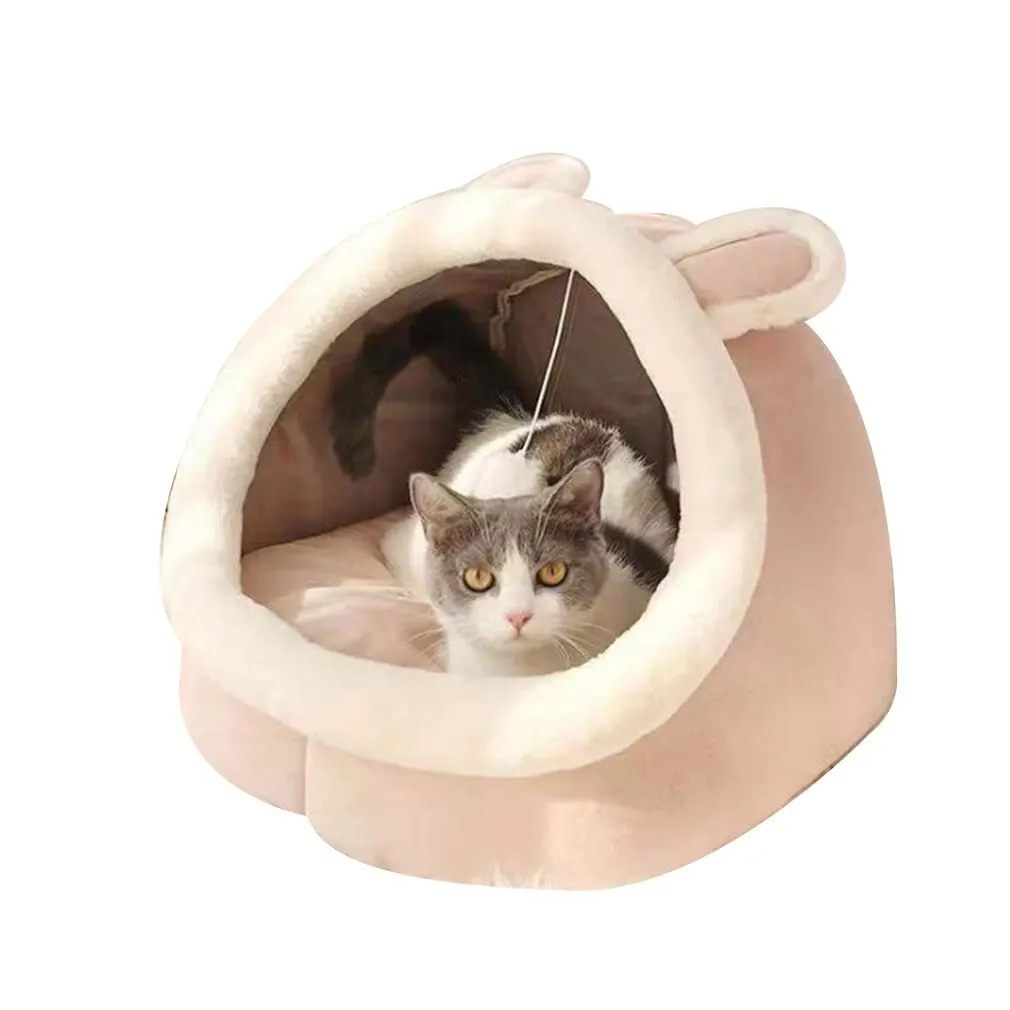 

Cat Litter Triangle Ear Soft Four Seasons Pet Sofa Bed Cave Villa House Small Dog Closed Cats Bed Handmade Kennel