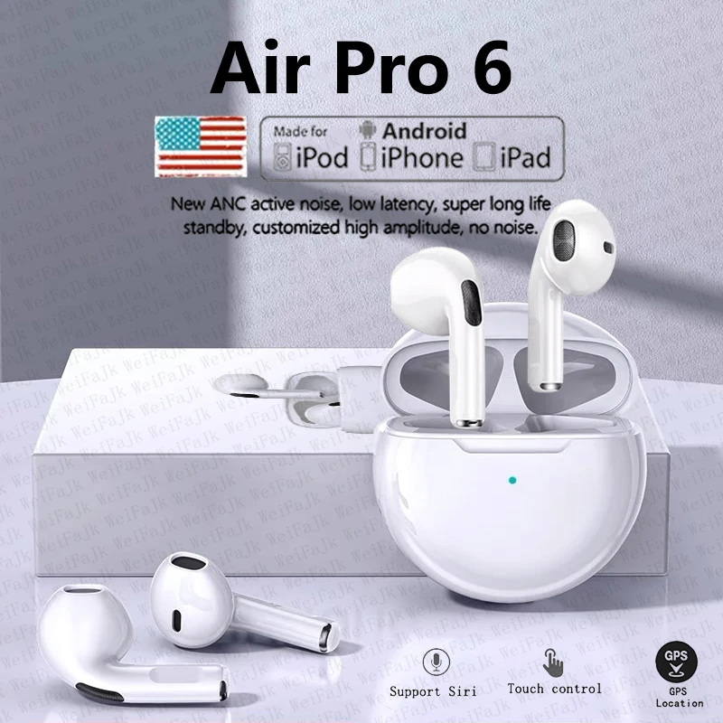 Original Air Pro 6 TWS Max Wireless Bluetooth Earphones In Ear Earbuds Mic Pods Headset For Xiaomi Android Apple iPhone Earphone