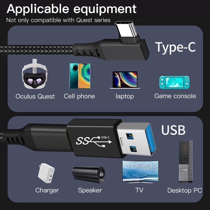 Лидер продаж зарядный кабель для Oculus Quest 2 Link USB 3.1 Type C передачи данных в Type-C