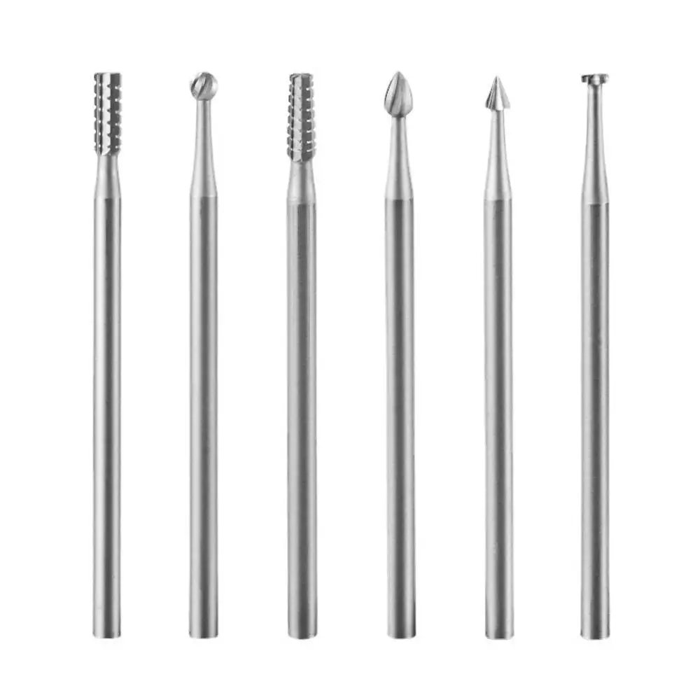 

6Pcs Carving Grinding Head 2.35mm Shank Woodworking Milling Cutter Wear-resistant Drill Head Practical Woodworking Tools