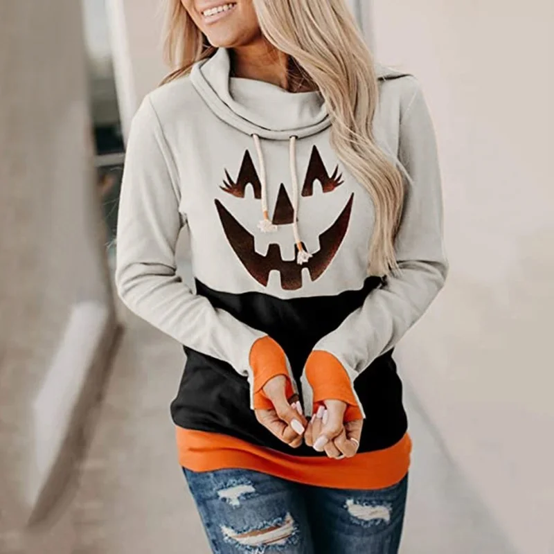 

Women Pumpkin Printed Hooded Sweatshirts New Loose Warm Pullovers Festive Clothing 22 Styles Halloween Christmas Holiday Costume