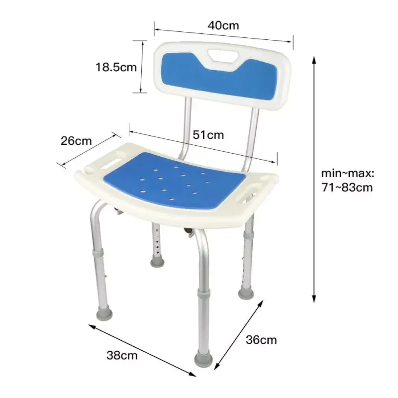 

Chair 8 Gears Height Adjustable Elderly Bath Tub Shower Chair Bench Stool Seat Safe Bathroom Chairs FurnitureNon-slip Bath