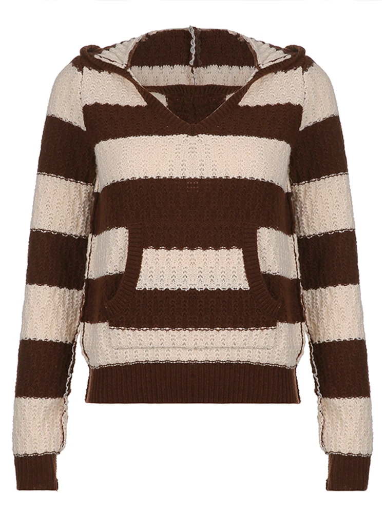 Свитер женский трикотажный в полоску с длинным рукавом | Женская одежда