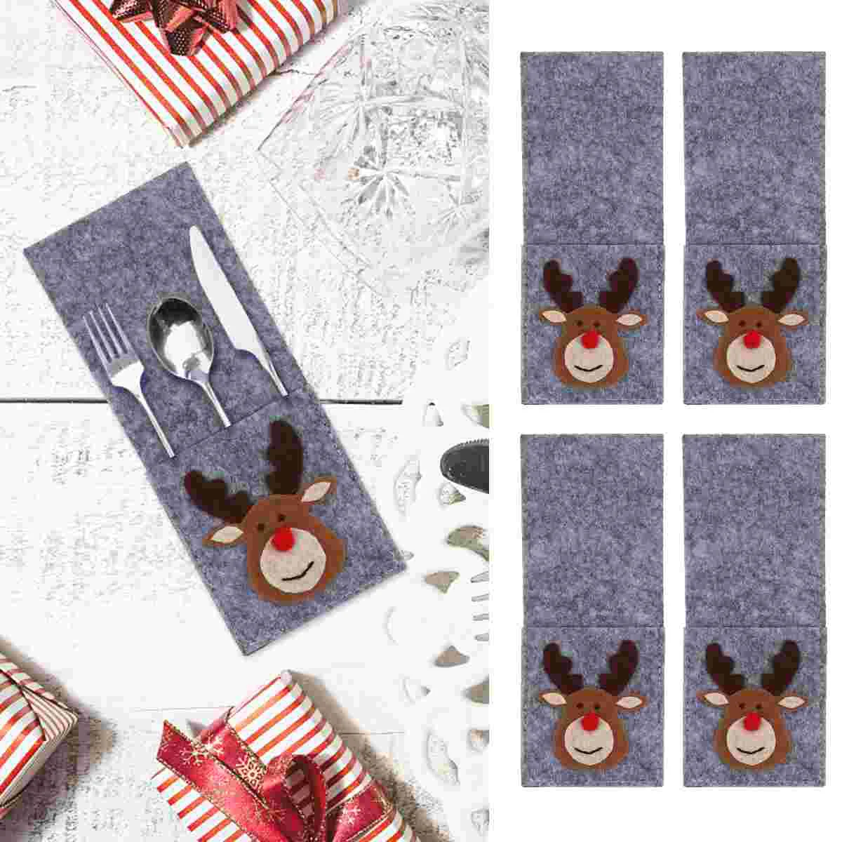 4 шт. рождественские держатели для столового серебра карманы набор столовых