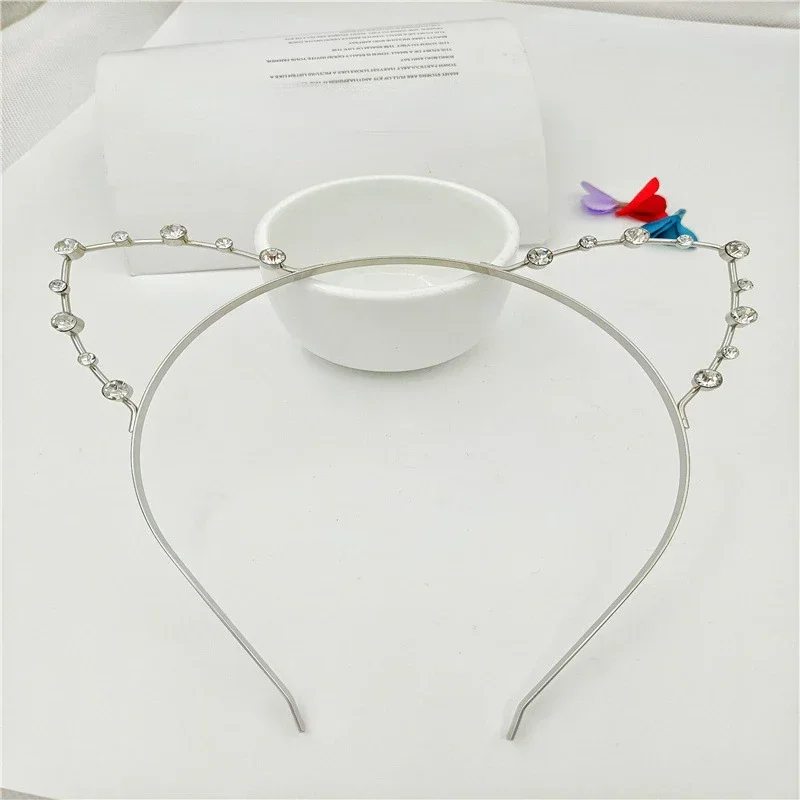 10 шт. ленты для волос со стразами и жемчугом металлические кристаллы кошачьи уши