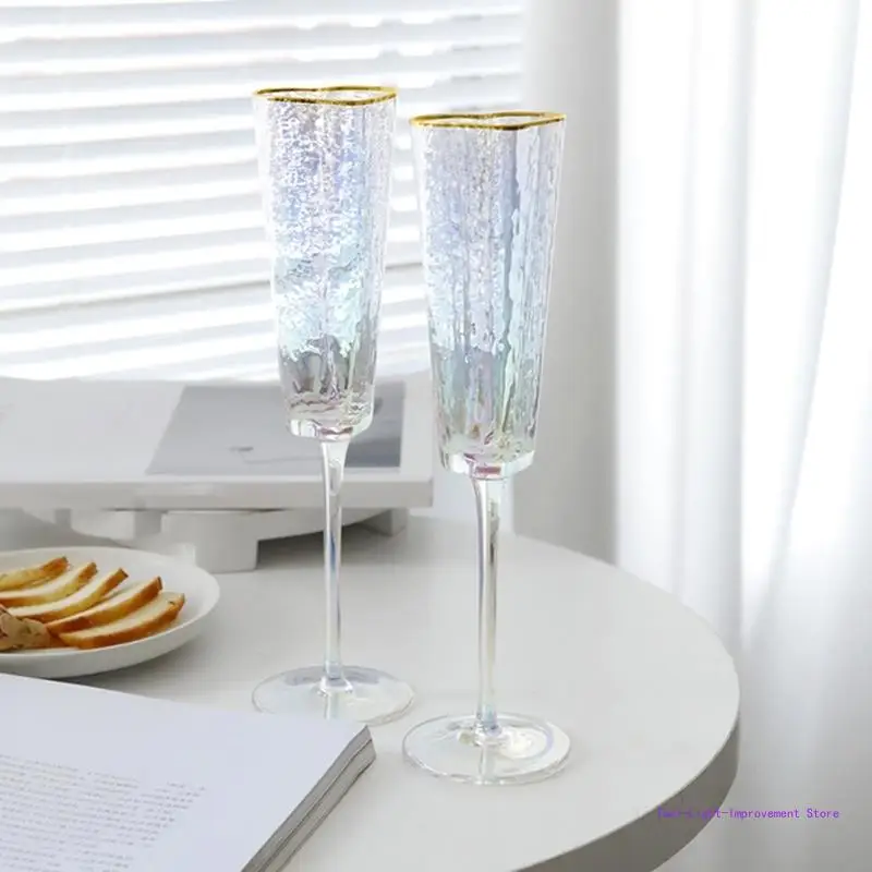 C63E 2 шт. флейта для шампанского изысканные стеклянные чашки с украшением в форме