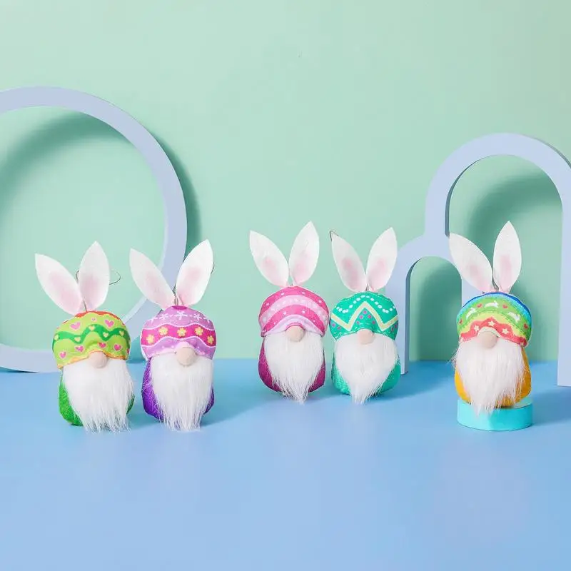 

5pcs Easter Gnomes Doll Bunny Plush Dolls Faceless Old Dwarf Plush Hanging Ornaments Home Party Decoration