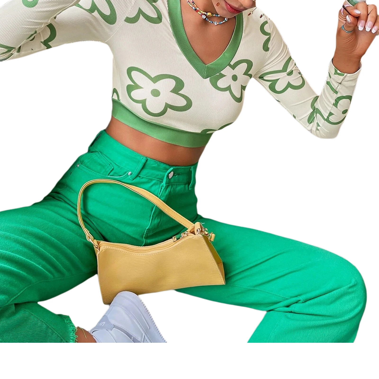 

Женская блузка с длинным рукавом, с цветочным рисунком