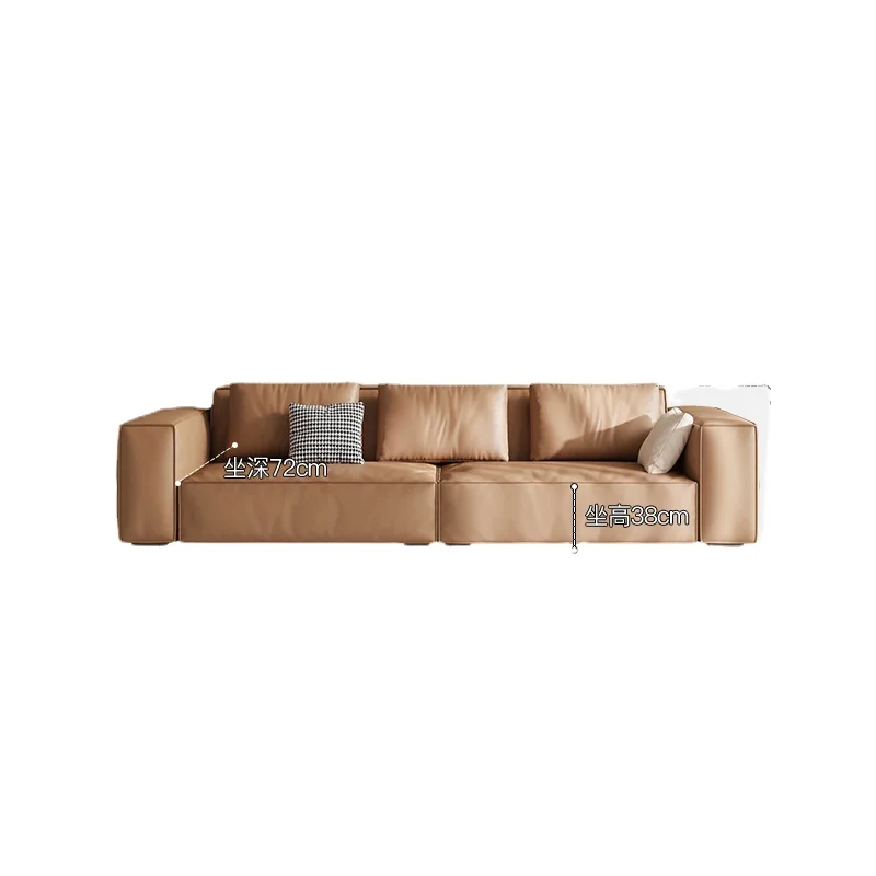 

ZL Modern Simple First Layer Cowhide Small Apartment Straight Row Minimalist Italian Light Luxury Sofa